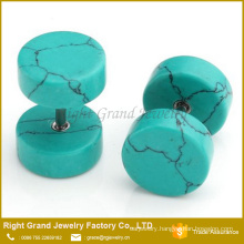 Best Polish Turquoise Organic Stone 8mm Fake Plugs Tunnels Jewelry